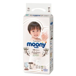 Japāņu autiņbiksītes-biksītes Moony Natural L, 9-14 kg, 36 gab.