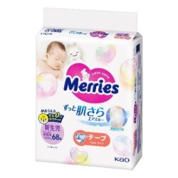 Japāņu Merries autiņbiksītes NB 0-5 kg, 68 gab.