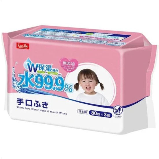 Lec.Be 99% Kūdikių drėgnos rankų servetėlės rankoms ir veidui 240vnt (80x3)