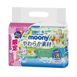 Japāņu mitrās salvetes Moony, 8 x 76 gab